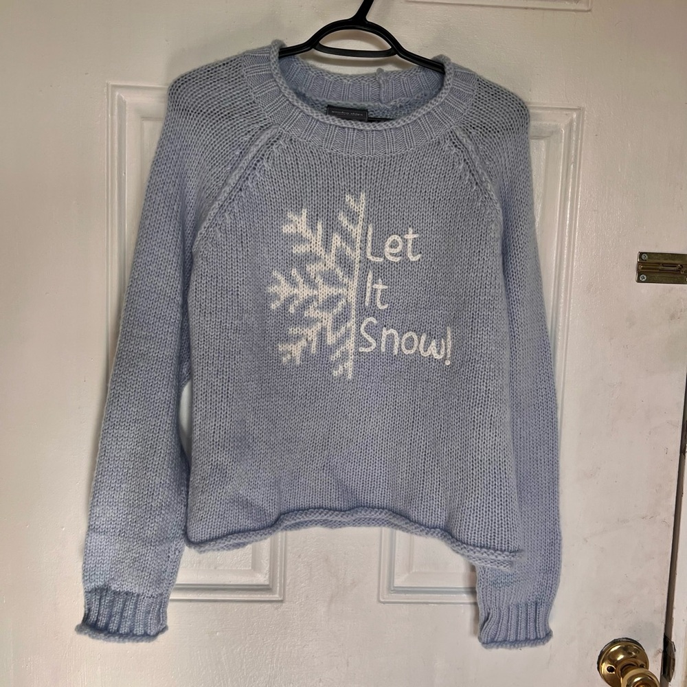 Wooden Ships | Light Blue "Let It Snow" Knit Sweater